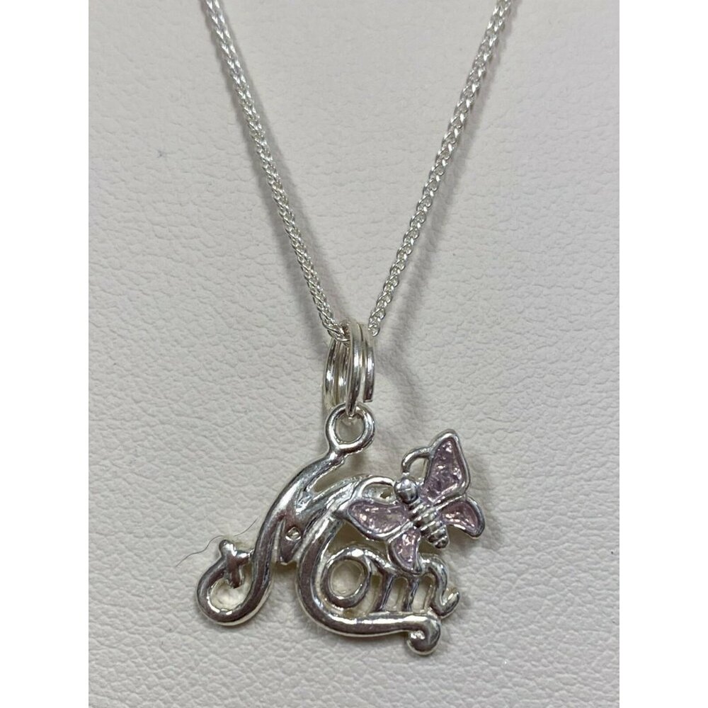 Sterling Silver Mom Butterfly‎ 19 ½" Chain Pendant Mothers Day Necklace! 103